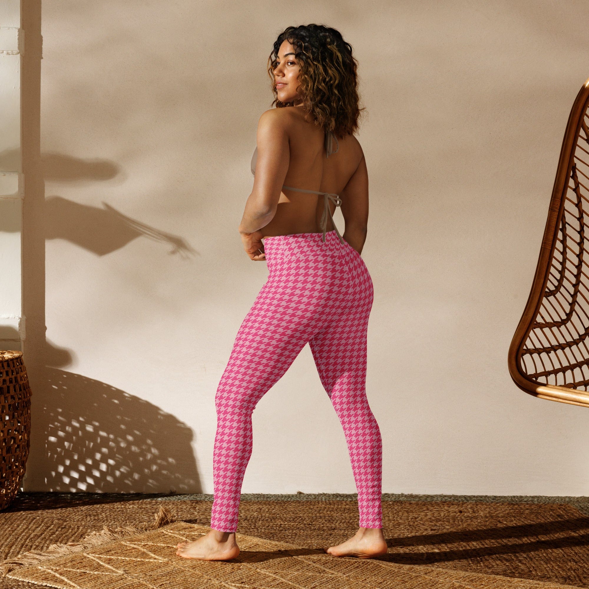 Power Pink Houndstooth Yoga Leggings