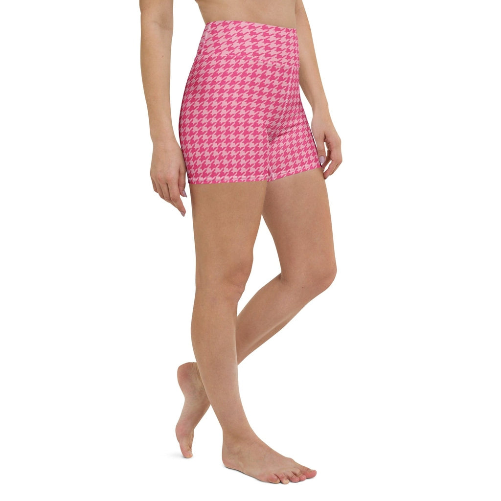 Power Pink Houndstooth Yoga Shorts