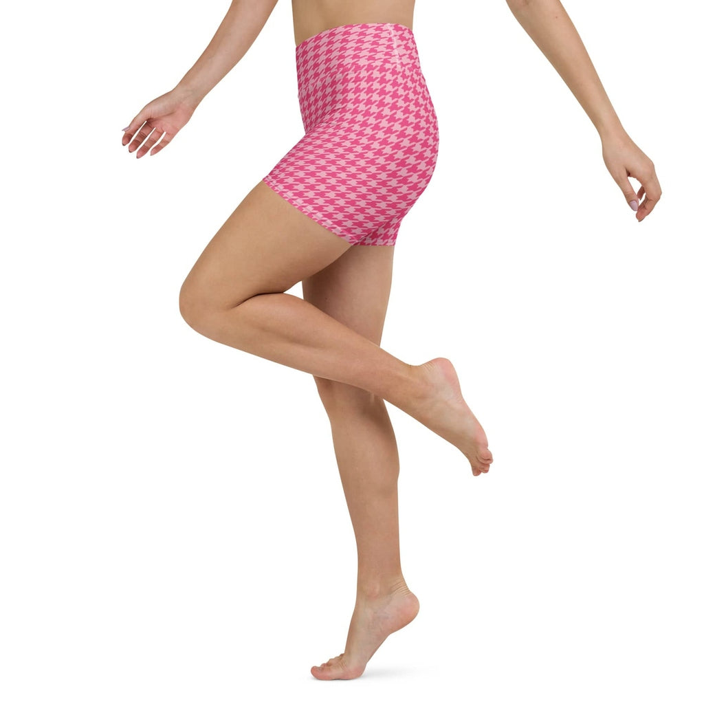 Power Pink Houndstooth Yoga Shorts
