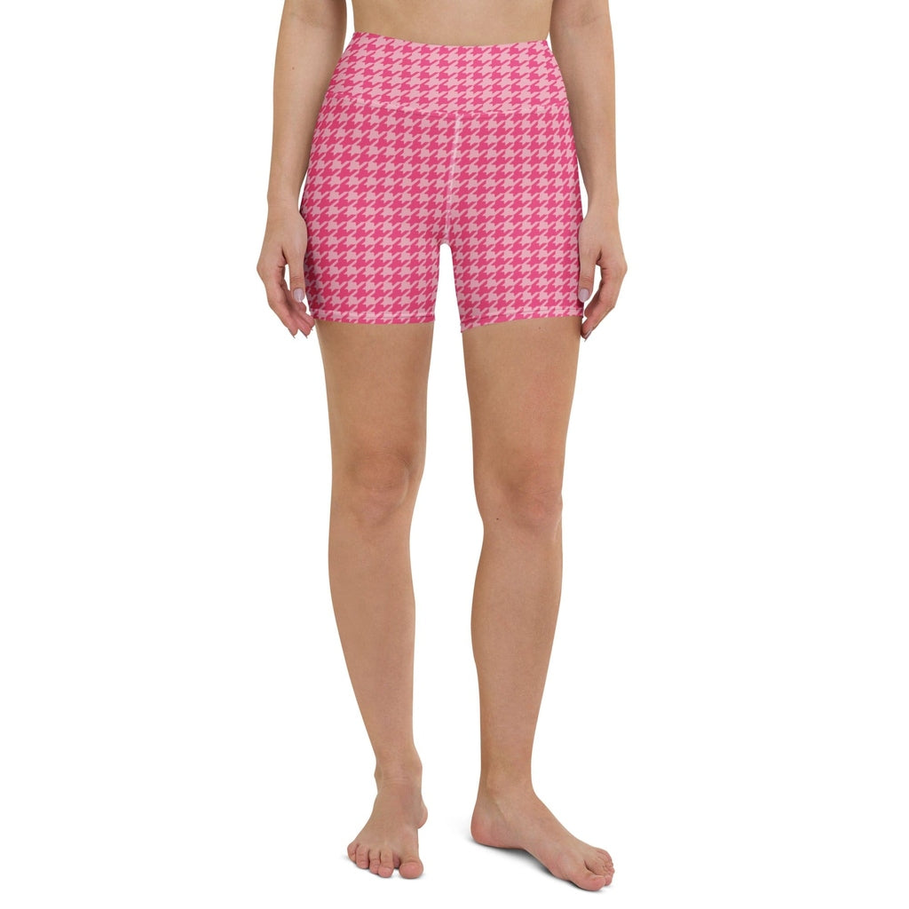 Power Pink Houndstooth Yoga Shorts