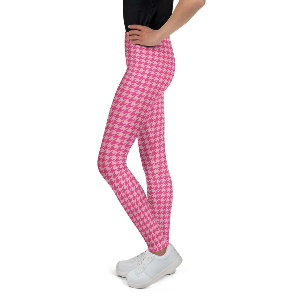 Power Pink Houndstooth Youth Leggings