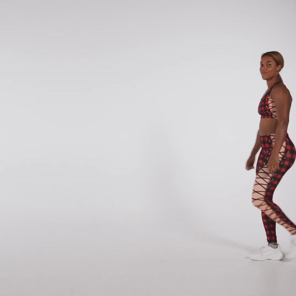 Christmas Lace Up Sports Bra