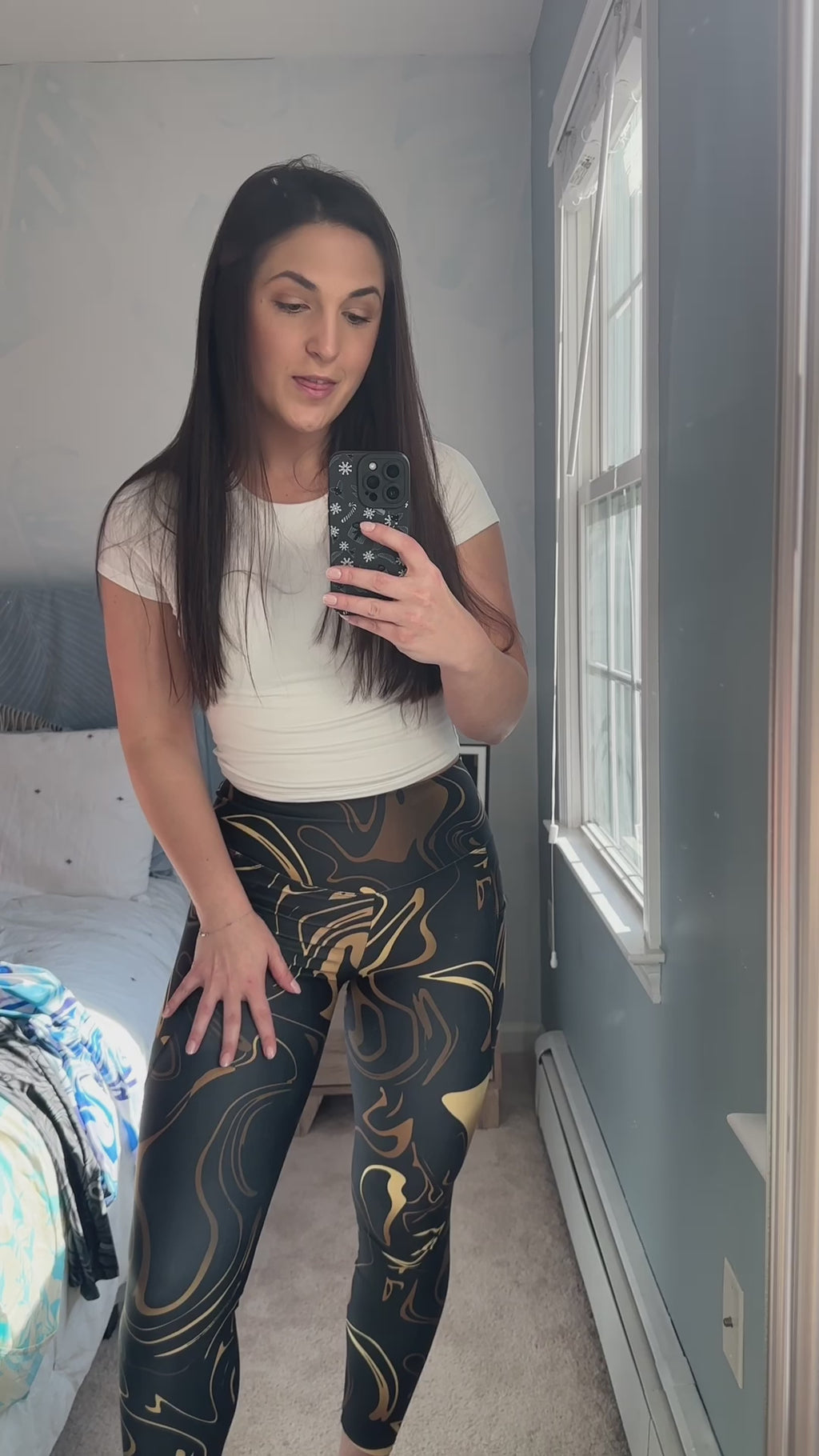 Printed Black & Gold Effect Leggings video