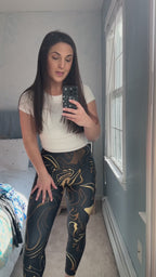 Printed Black & Gold Effect Leggings video