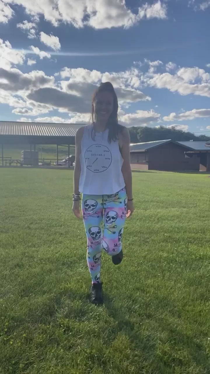 Candy Cotton Skull Yoga Leggings video