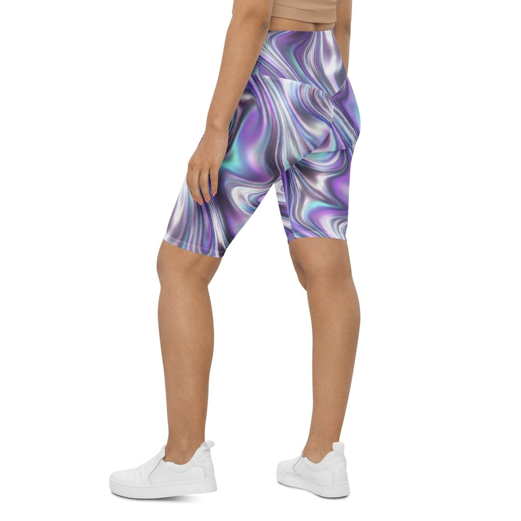 Printed Liquid Chrome Effect Biker Shorts