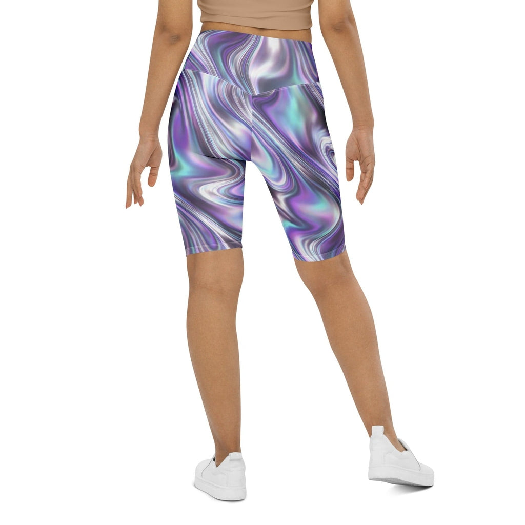Printed Liquid Chrome Effect Biker Shorts