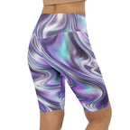 Printed Liquid Chrome Effect Biker Shorts