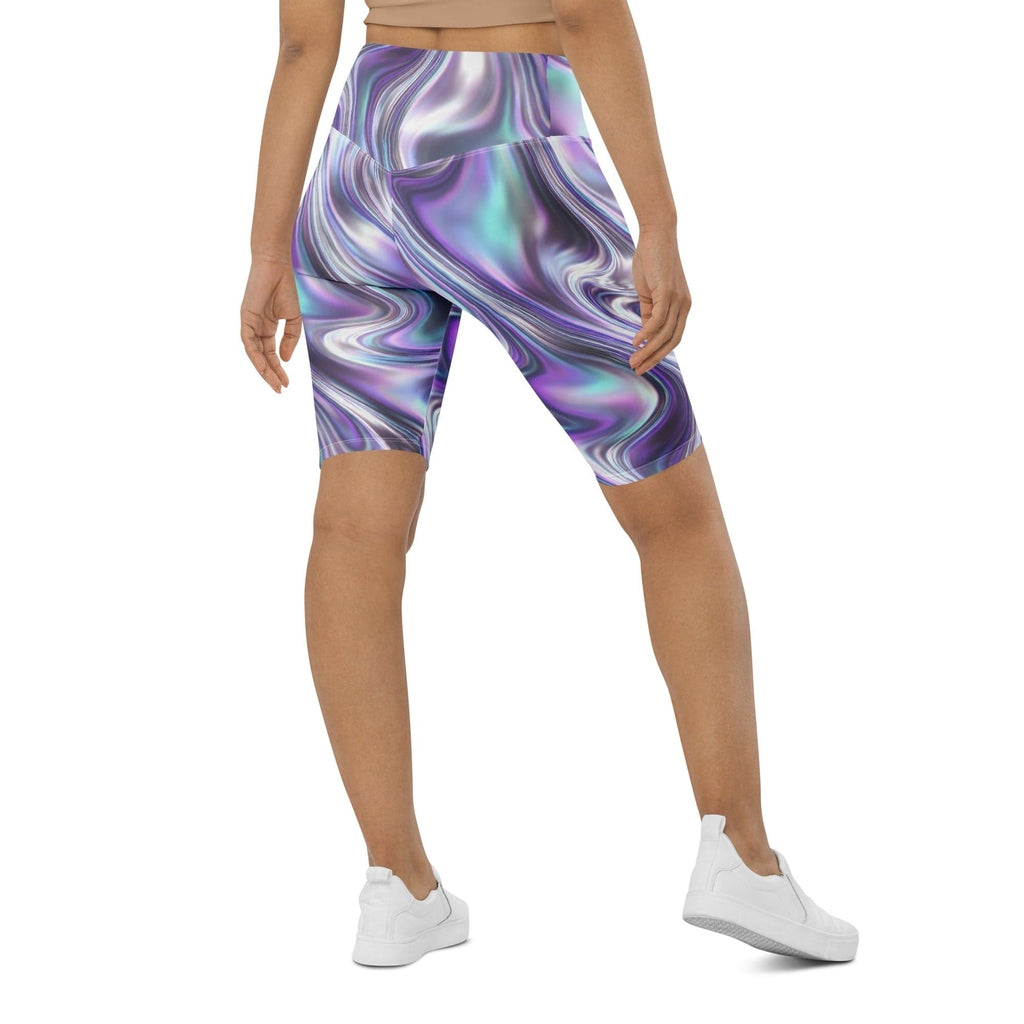 Printed Liquid Chrome Effect Biker Shorts
