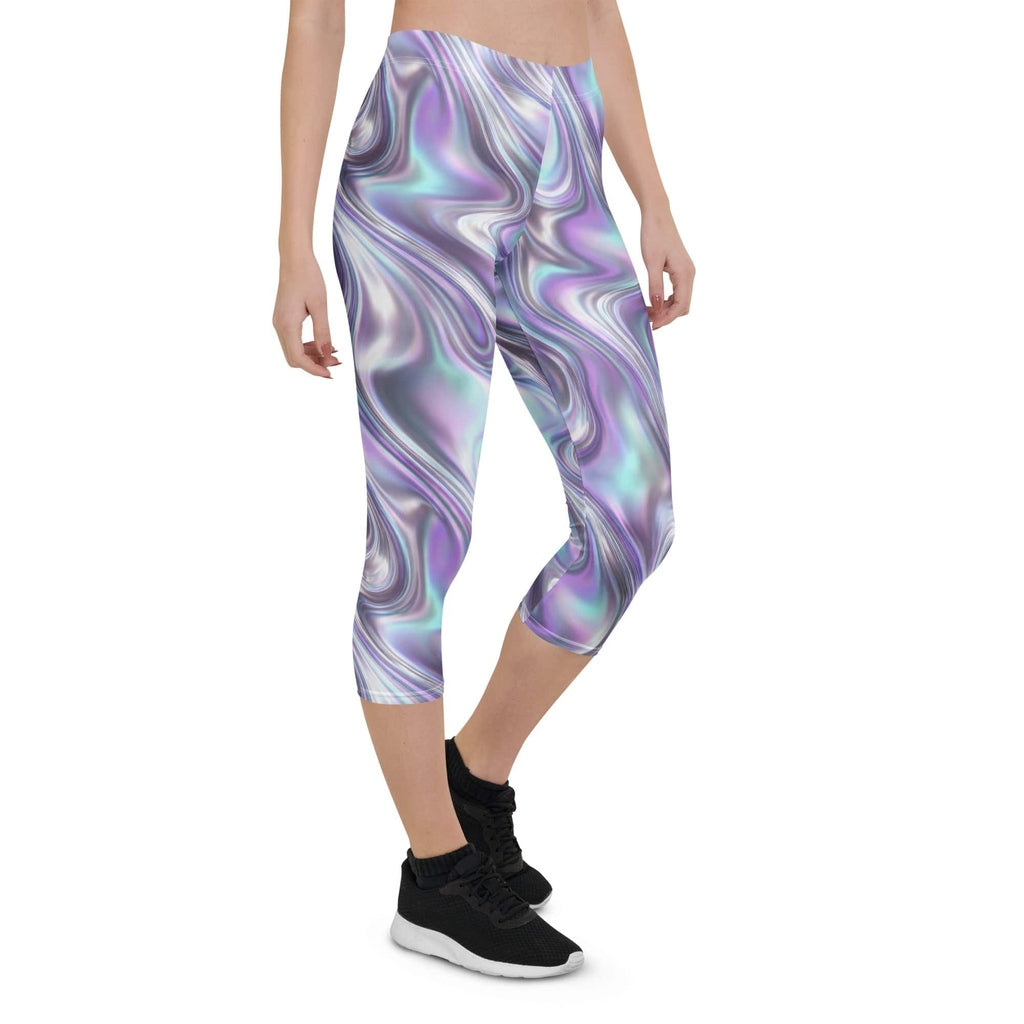 Printed Liquid Chrome Effect Capris