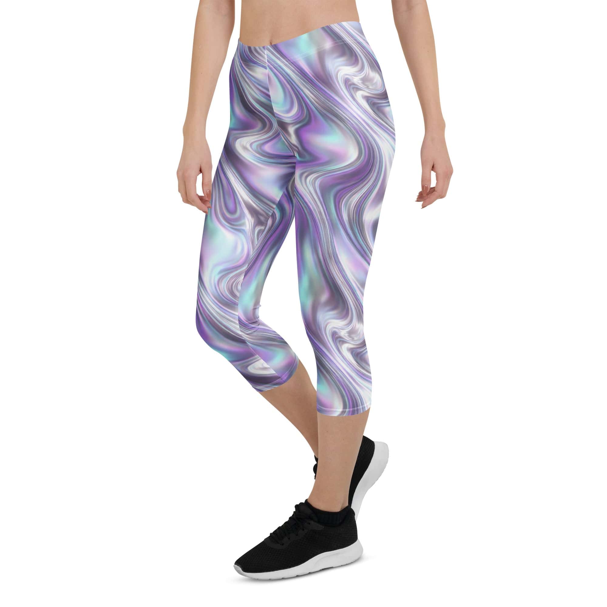 Printed Liquid Chrome Effect Capris