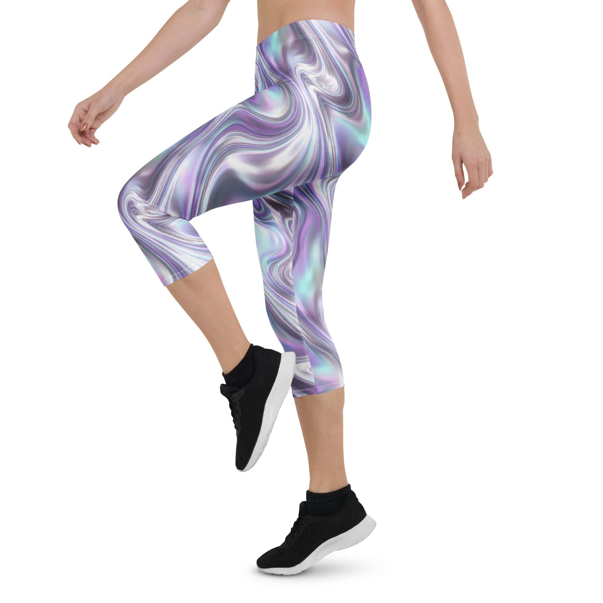 Printed Liquid Chrome Effect Capris