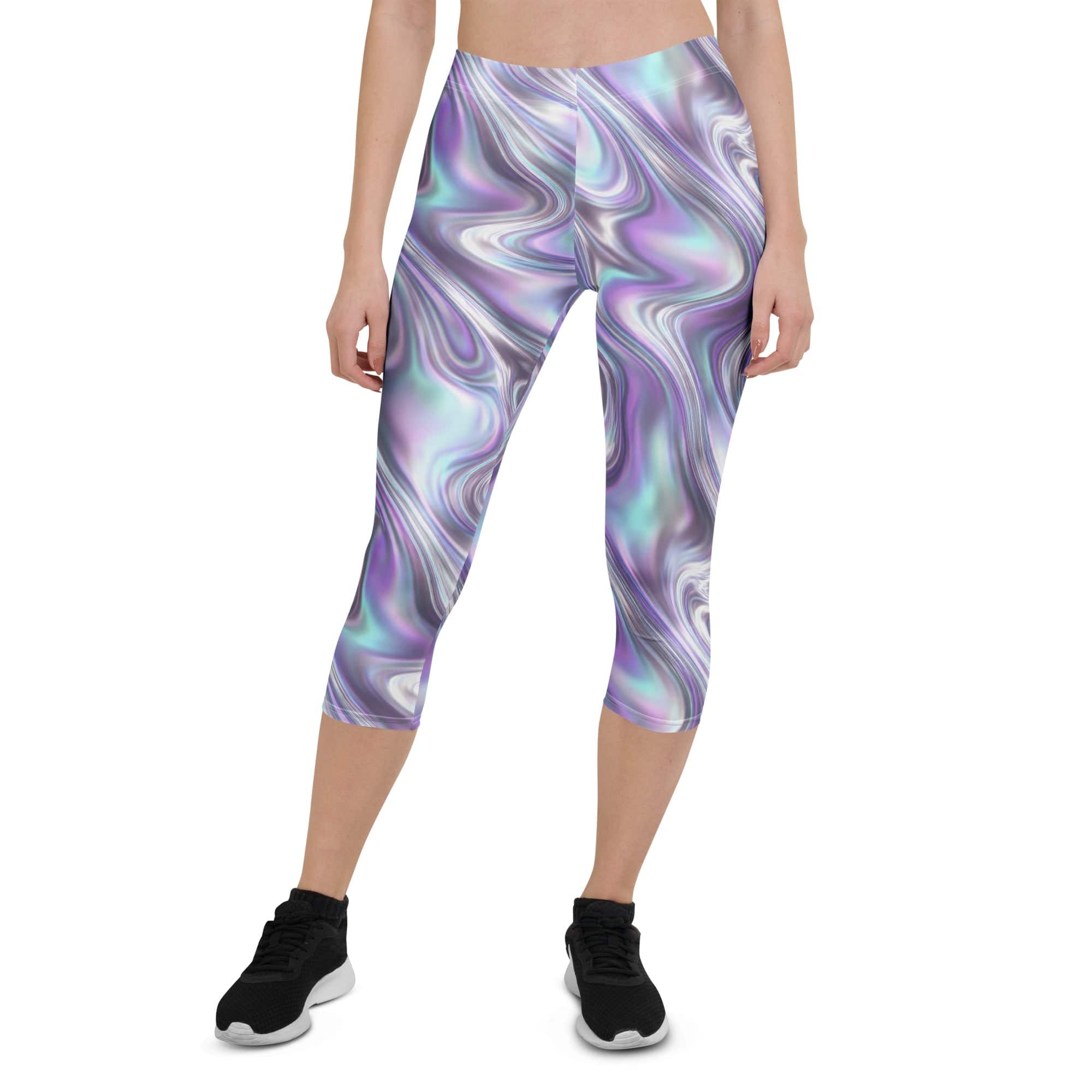 Printed Liquid Chrome Effect Capris
