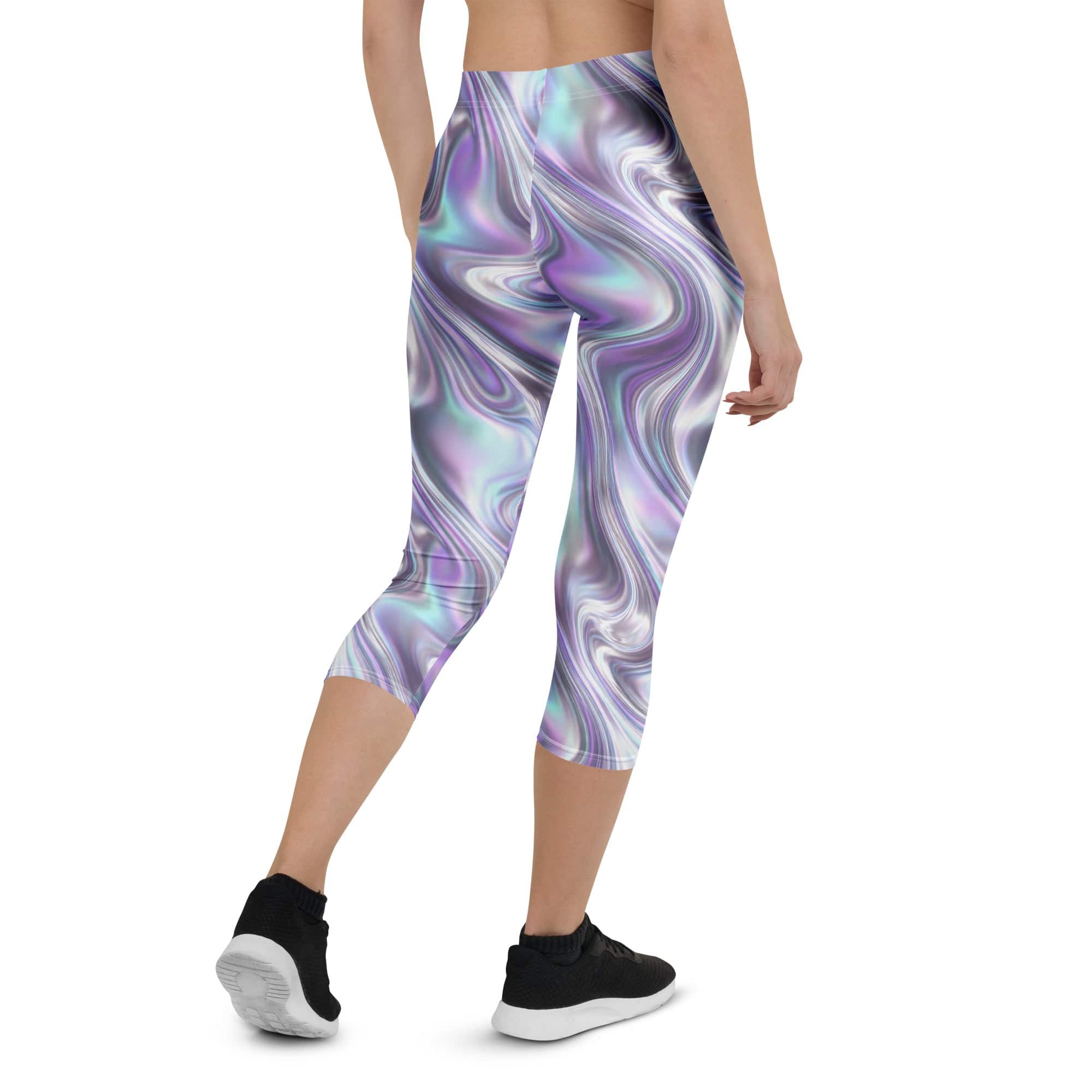 Printed Liquid Chrome Effect Capris