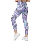 Printed Liquid Chrome Effect Crossover Leggings With Pockets