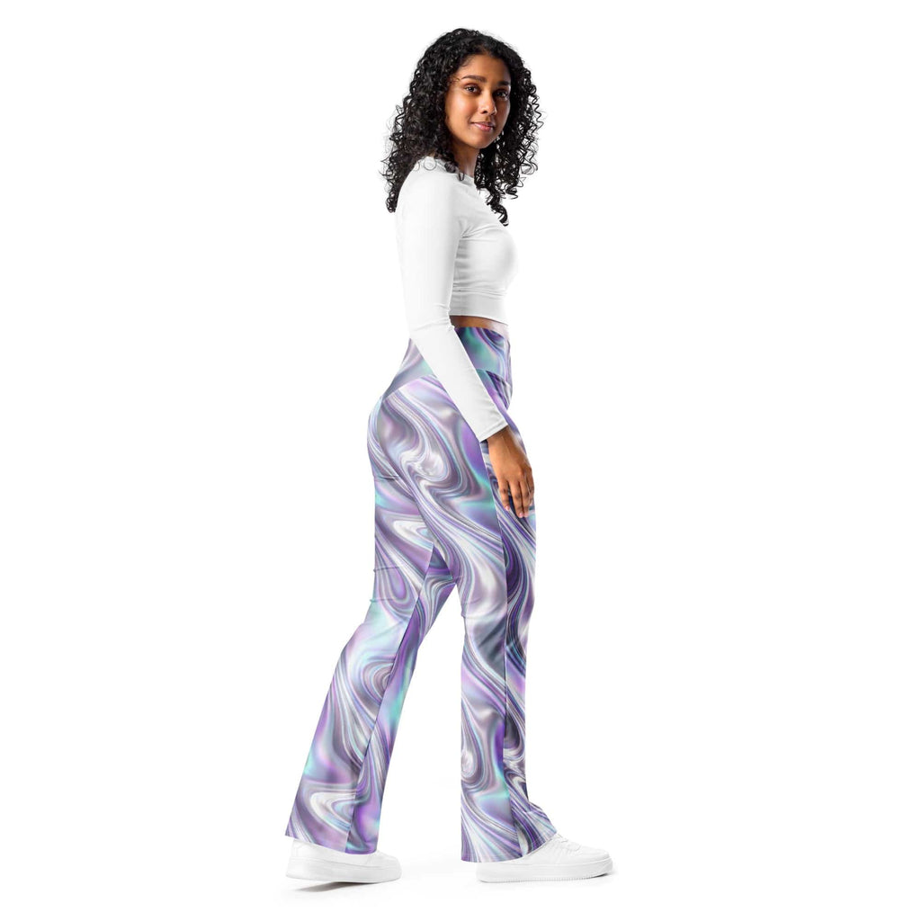 Printed Liquid Chrome Effect Flare Leggings