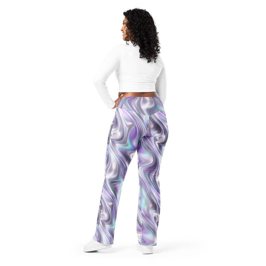Printed Liquid Chrome Effect Flare Leggings