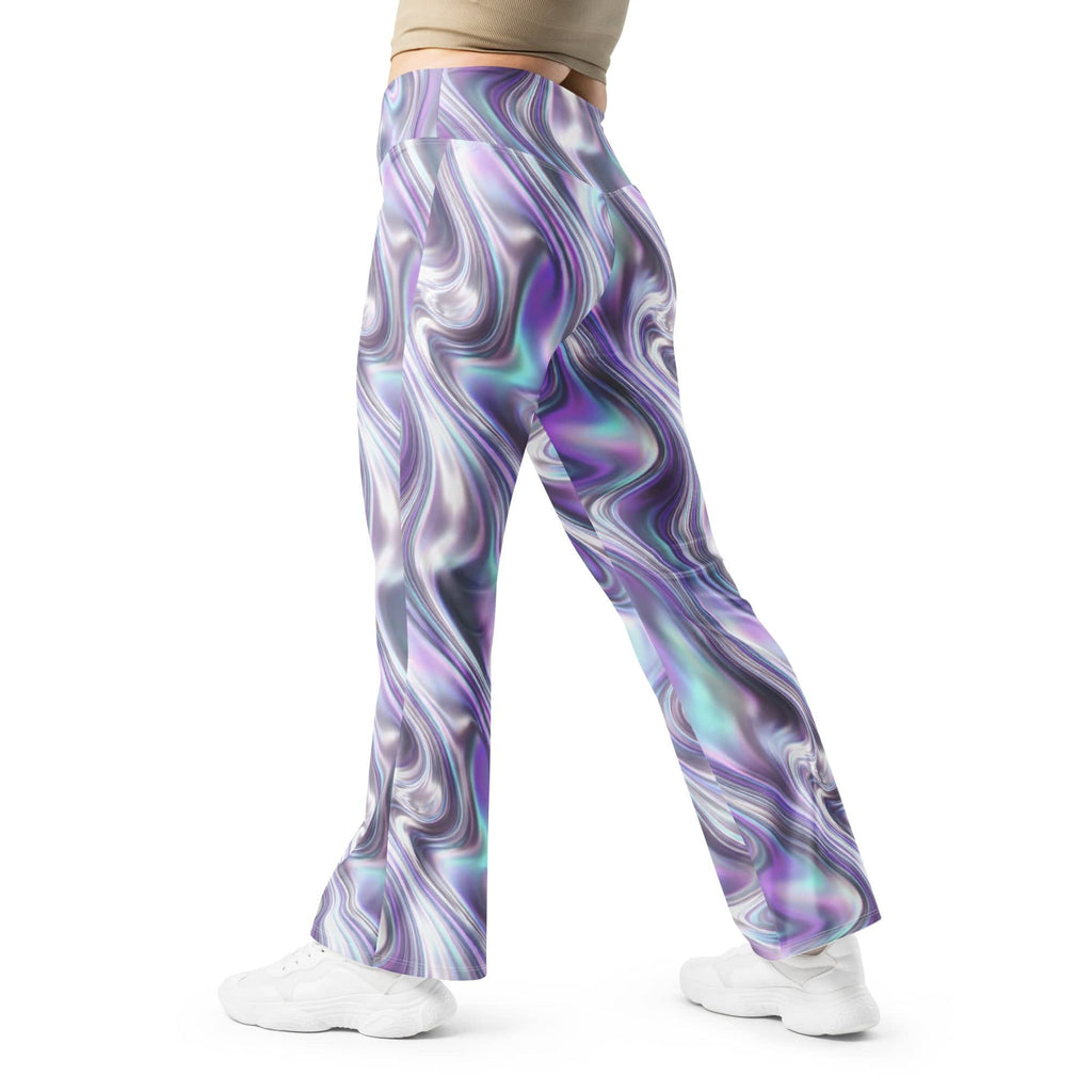 Printed Liquid Chrome Effect Flare Leggings