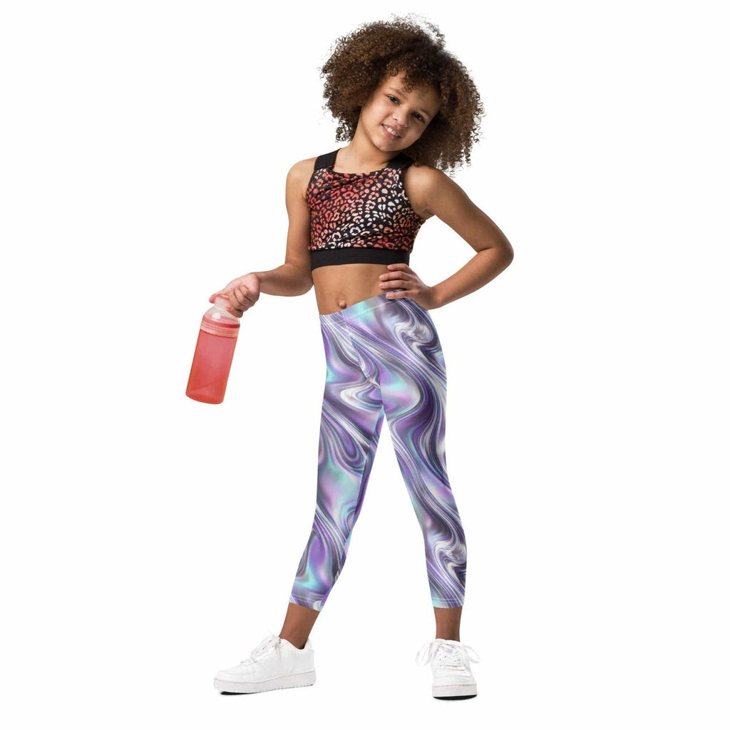 Printed Liquid Chrome Effect Kid's Leggings
