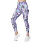 Printed Liquid Chrome Effect Leggings With Pockets