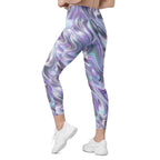 Printed Liquid Chrome Effect Leggings With Pockets