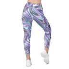 Printed Liquid Chrome Effect Leggings With Pockets