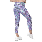 Printed Liquid Chrome Effect Leggings With Pockets