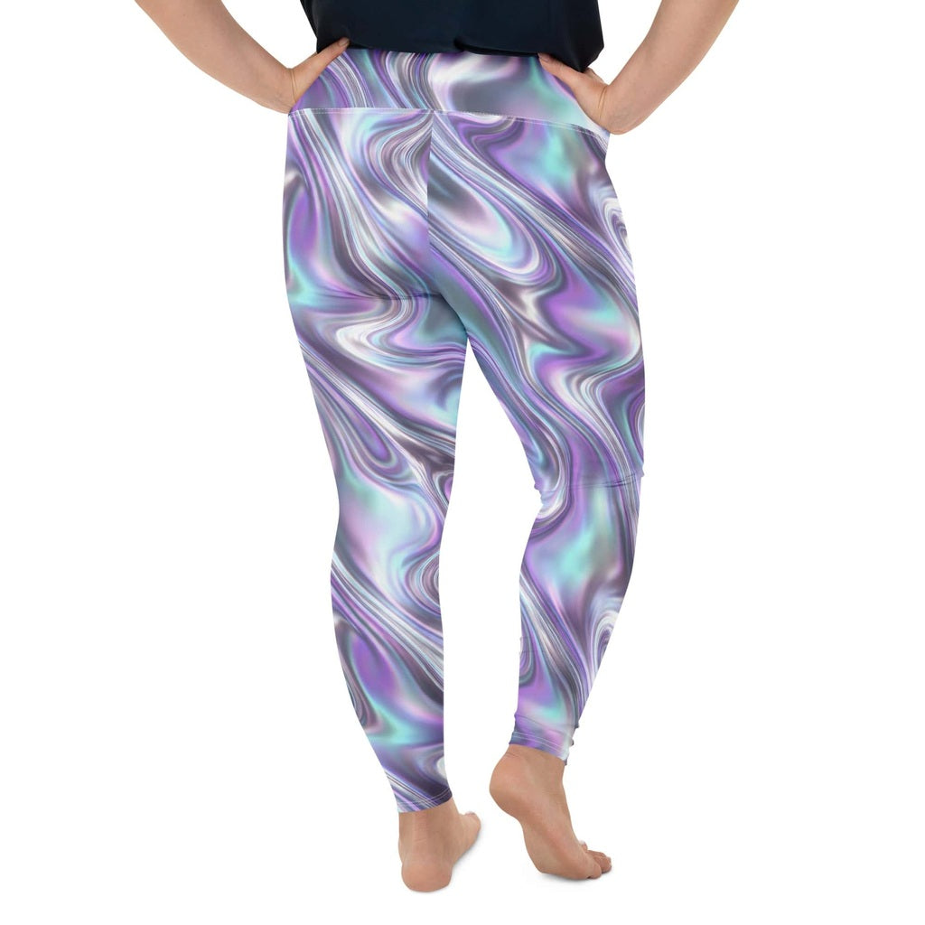Printed Liquid Chrome Effect Plus Size Leggings