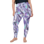 Printed Liquid Chrome Effect Plus Size Leggings