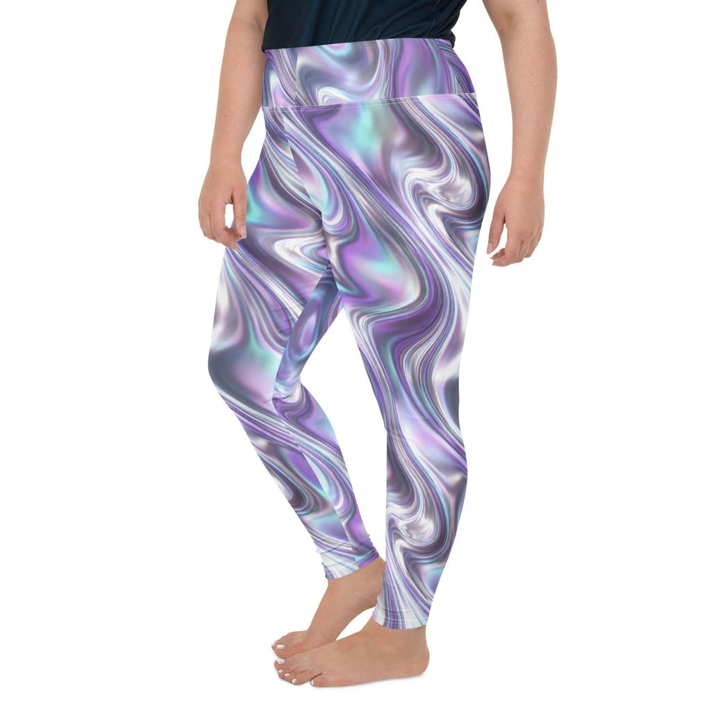 Printed Liquid Chrome Effect Plus Size Leggings
