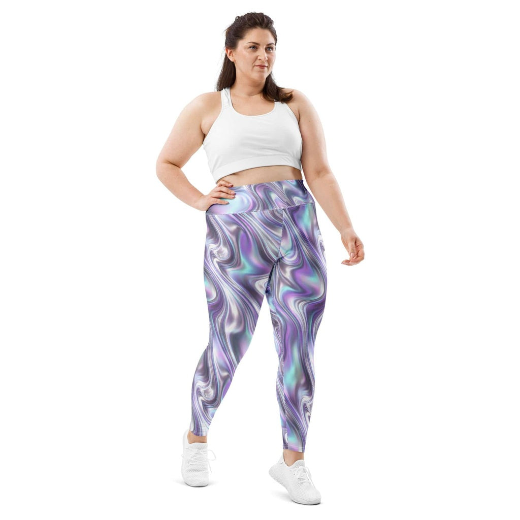 Printed Liquid Chrome Effect Plus Size Leggings