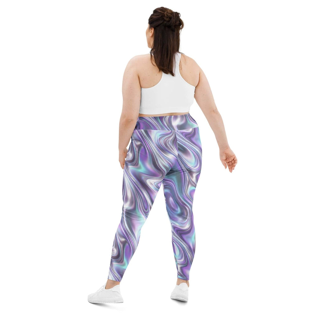 Printed Liquid Chrome Effect Plus Size Leggings