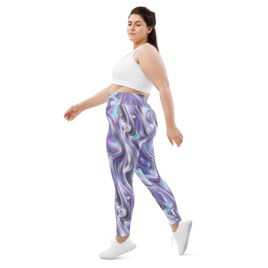 Printed Liquid Chrome Effect Plus Size Leggings