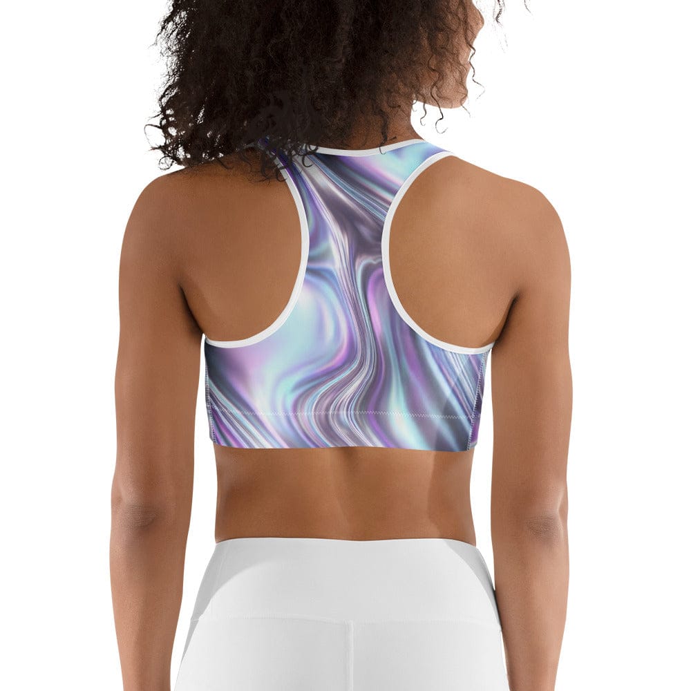 Printed Liquid Chrome Effect Sports Bra