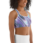 Printed Liquid Chrome Effect Sports Bra