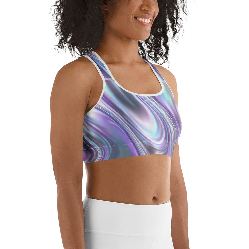 Printed Liquid Chrome Effect Sports Bra