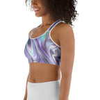 Printed Liquid Chrome Effect Sports Bra