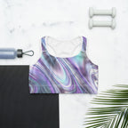 Printed Liquid Chrome Effect Sports Bra