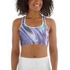 Printed Liquid Chrome Effect Sports Bra