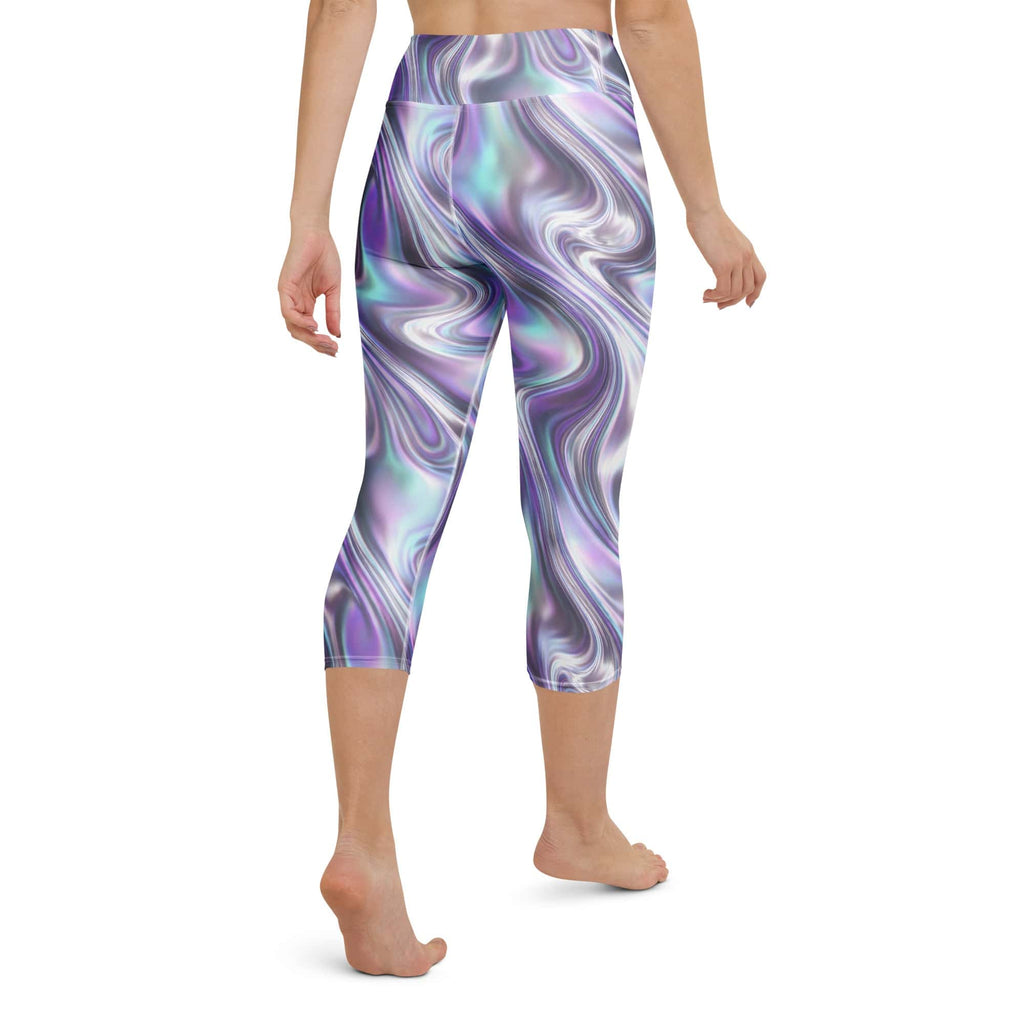 Printed Liquid Chrome Effect Yoga Capris