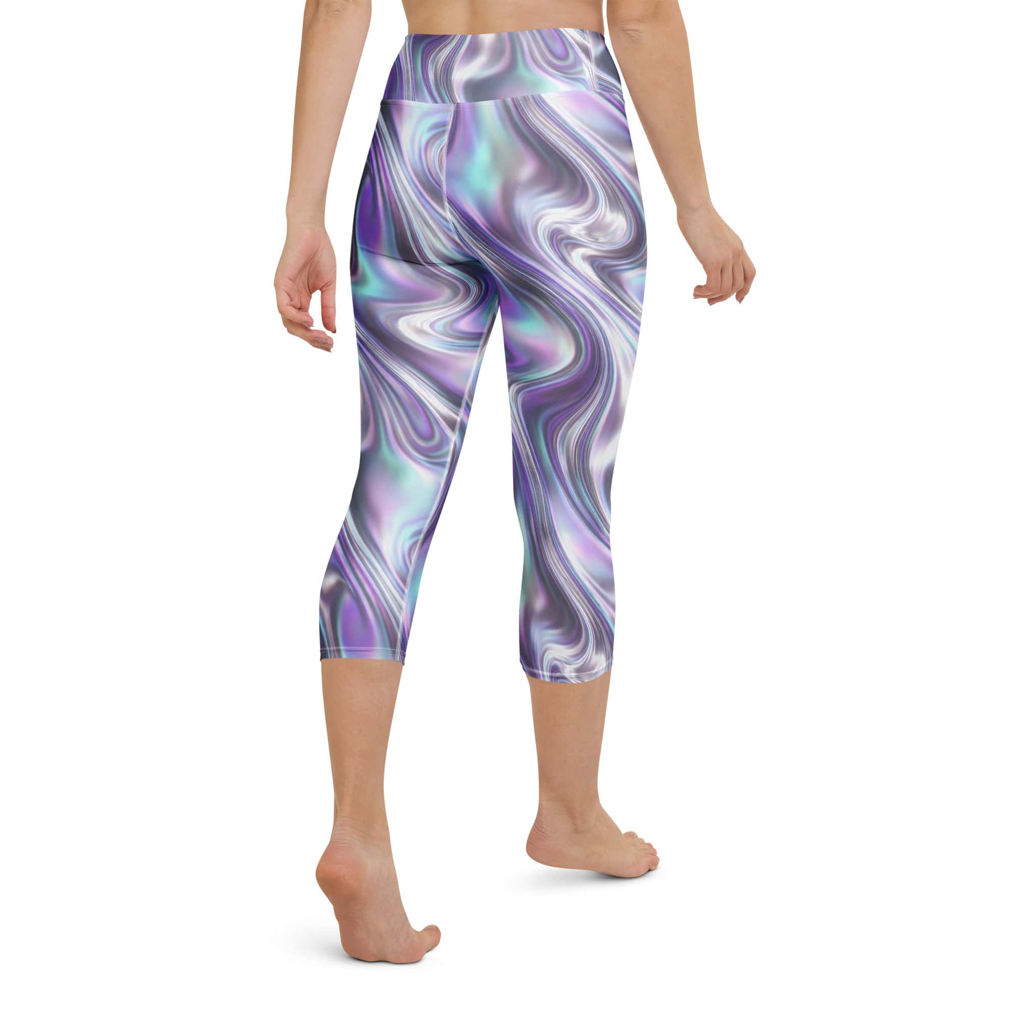 Printed Liquid Chrome Effect Yoga Capris