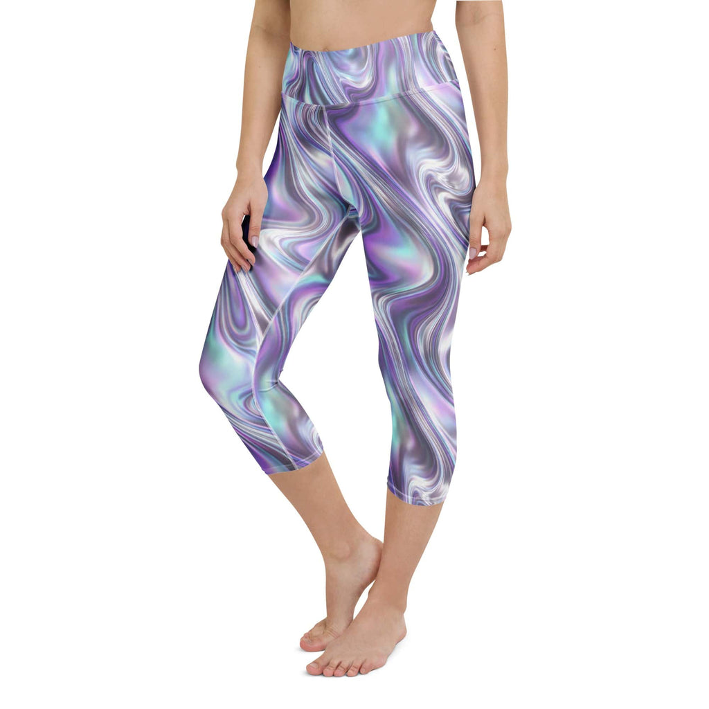 Printed Liquid Chrome Effect Yoga Capris