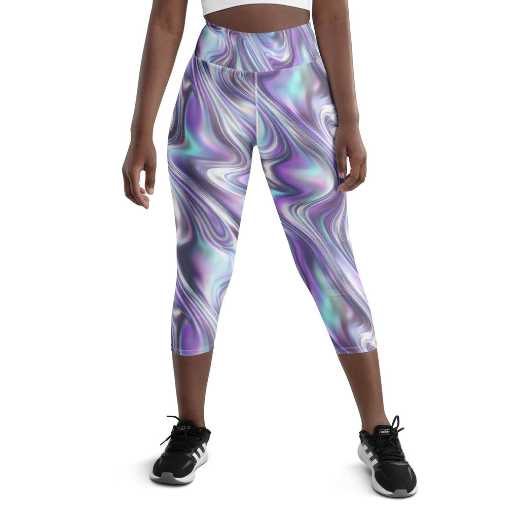 Printed Liquid Chrome Effect Yoga Capris