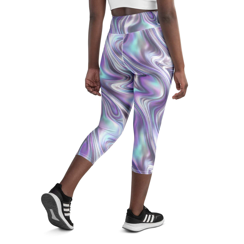 Printed Liquid Chrome Effect Yoga Capris