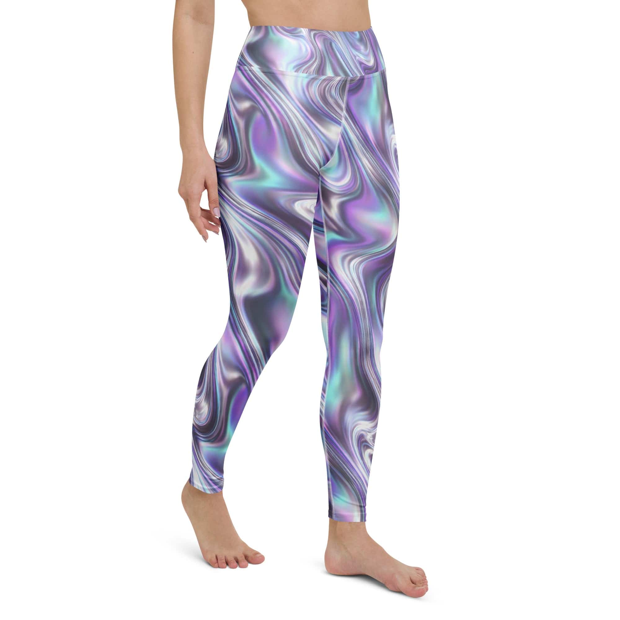 Printed Liquid Chrome Effect Yoga Leggings
