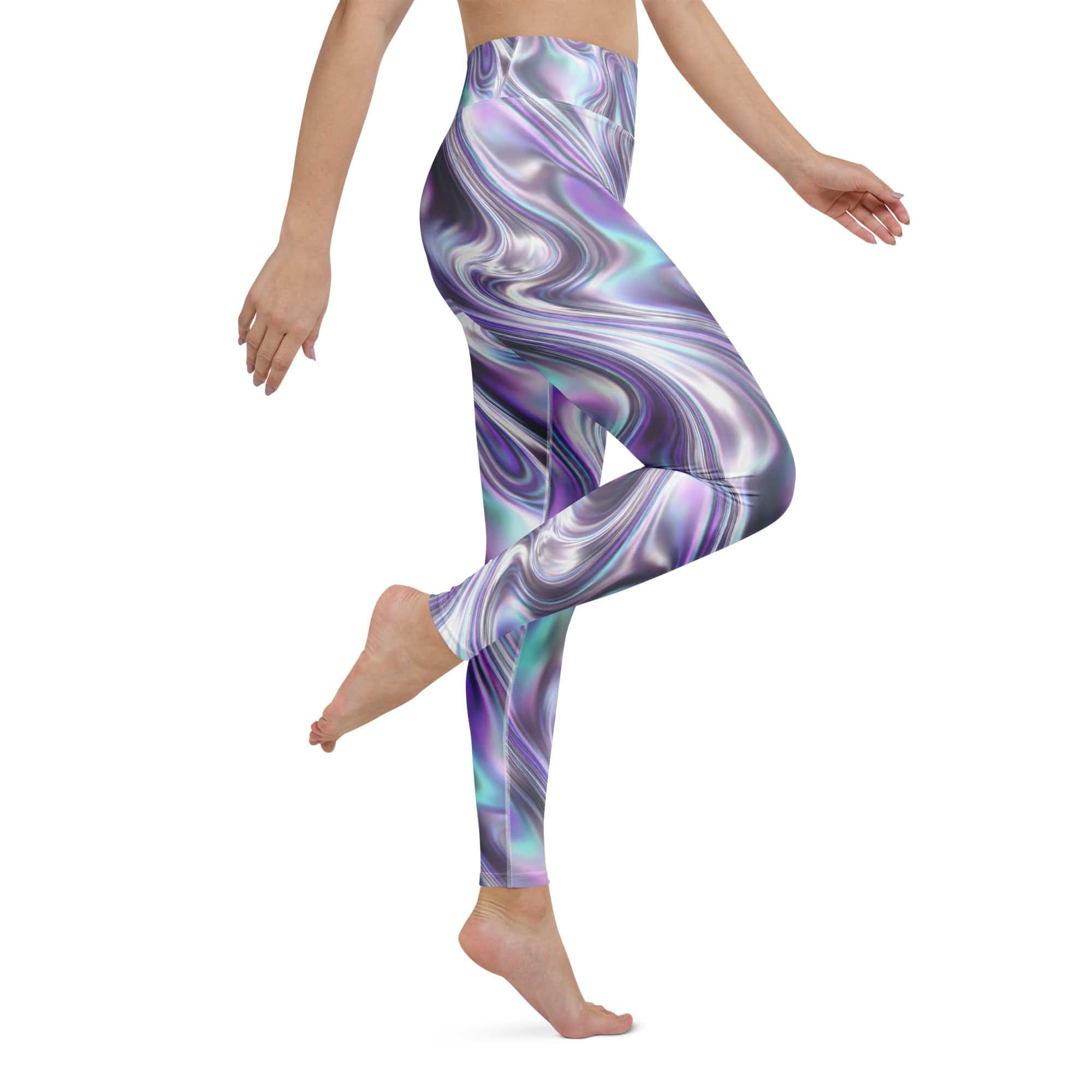 Printed Liquid Chrome Effect Yoga Leggings