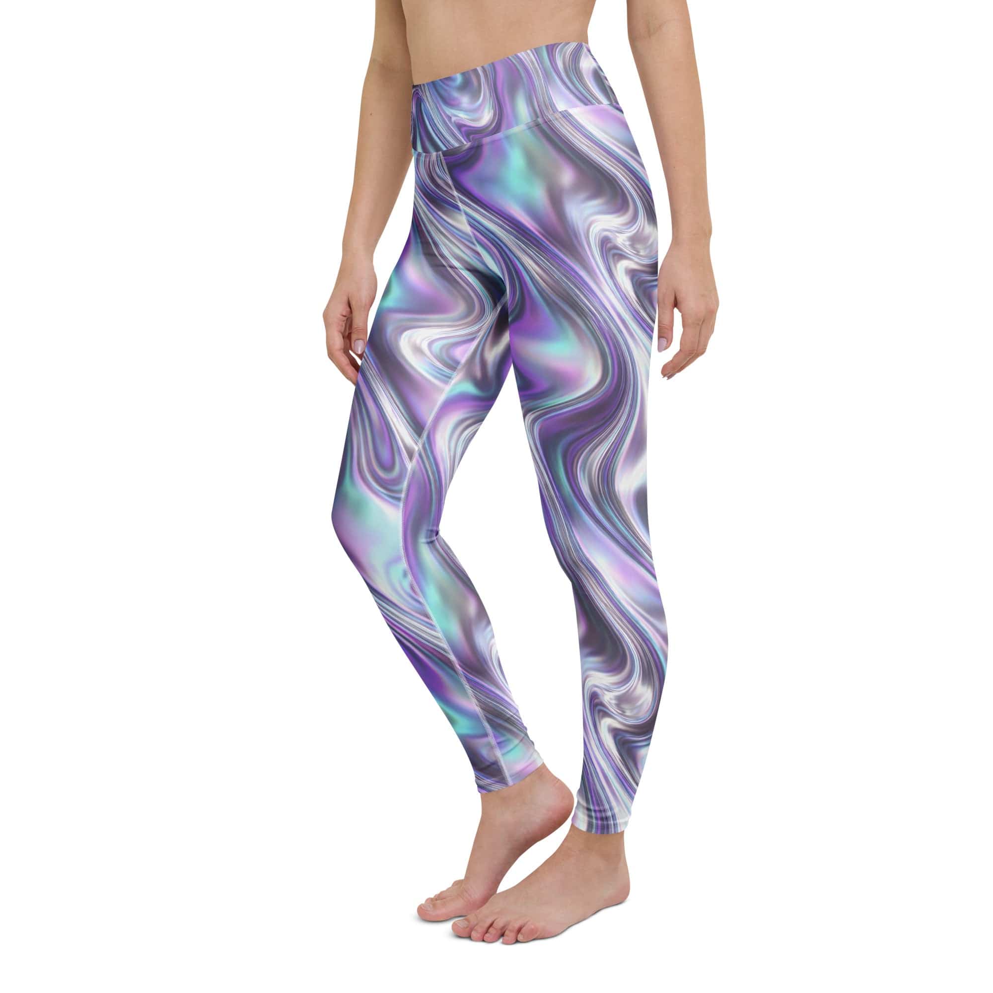 Printed Liquid Chrome Effect Yoga Leggings