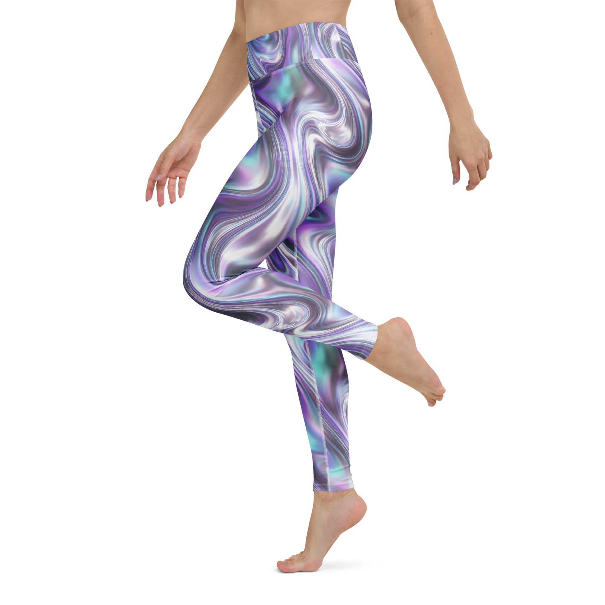 Printed Liquid Chrome Effect Yoga Leggings