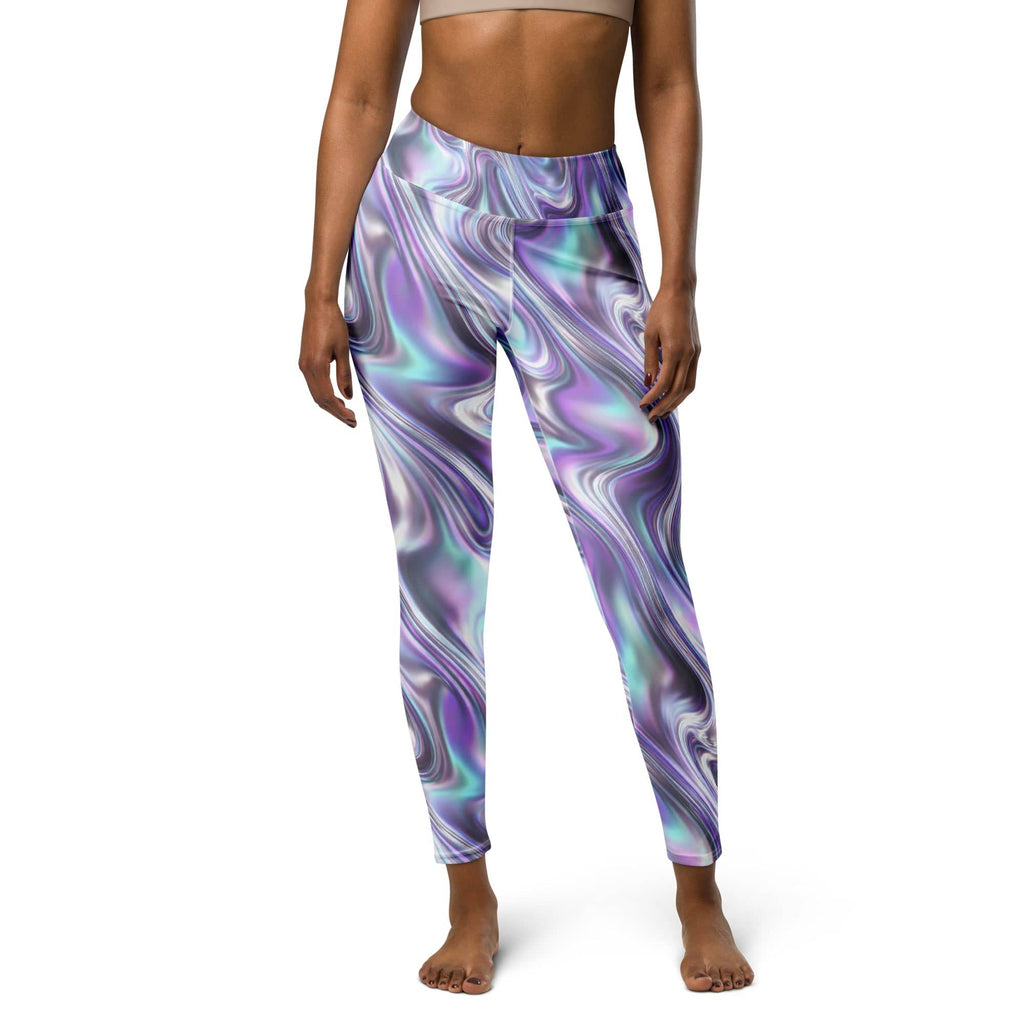 Printed Liquid Chrome Effect Yoga Leggings