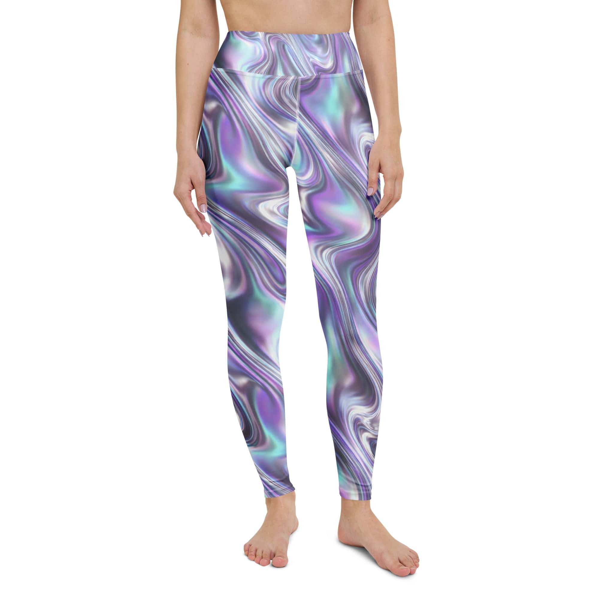Printed Liquid Chrome Effect Yoga Leggings